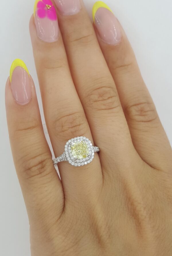 Tiffany & Co Soleste Fancy Intense Yellow Cushion Diamond Engagement Ring 1.53ct