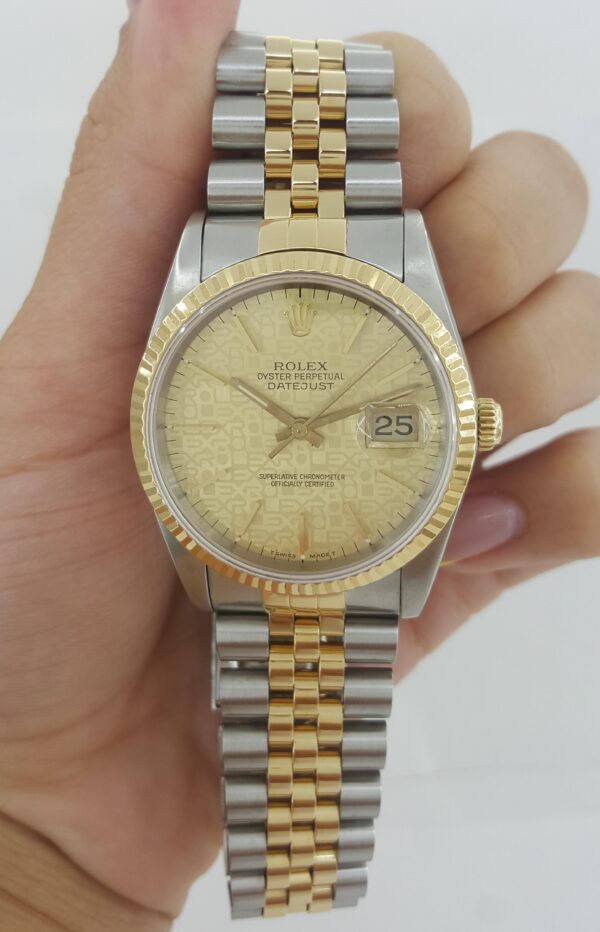 Rolex DateJust 16233 36 mm SS & Yellow Gold Jubilee Dial 8.4" 1988