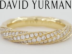 David Yurman Cable Edge Diamond Band Ring 18K Yellow Gold 4mm 0.4 ct Rtl $3,200