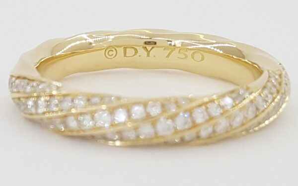 David Yurman Cable Edge Diamond Band Ring 18K Yellow Gold 4mm 0.4 ct Rtl $3,200