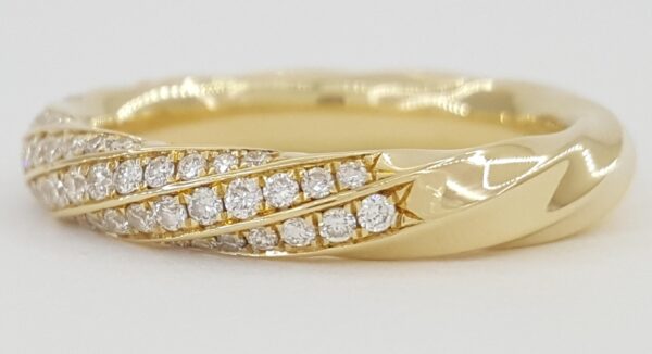 David Yurman Cable Edge Diamond Band Ring 18K Yellow Gold 4mm 0.4 ct Rtl $3,200