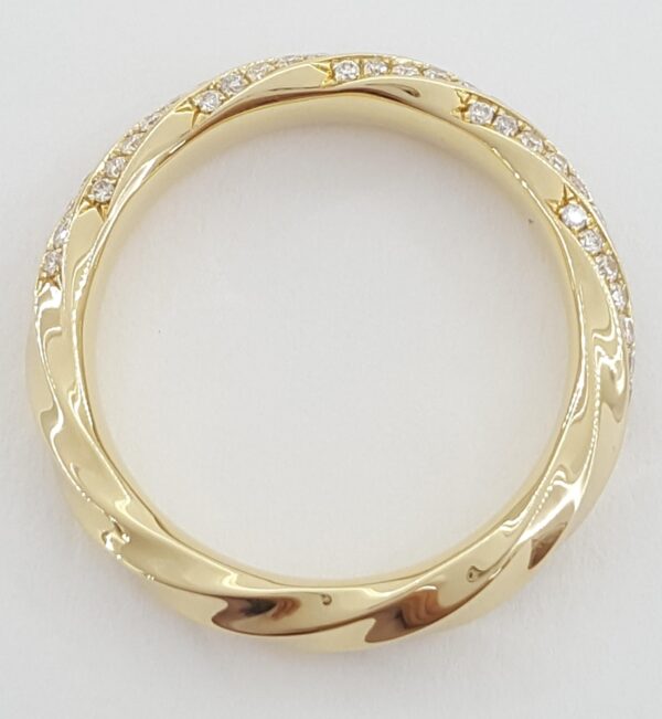 David Yurman Cable Edge Diamond Band Ring 18K Yellow Gold 4mm 0.4 ct Rtl $3,200