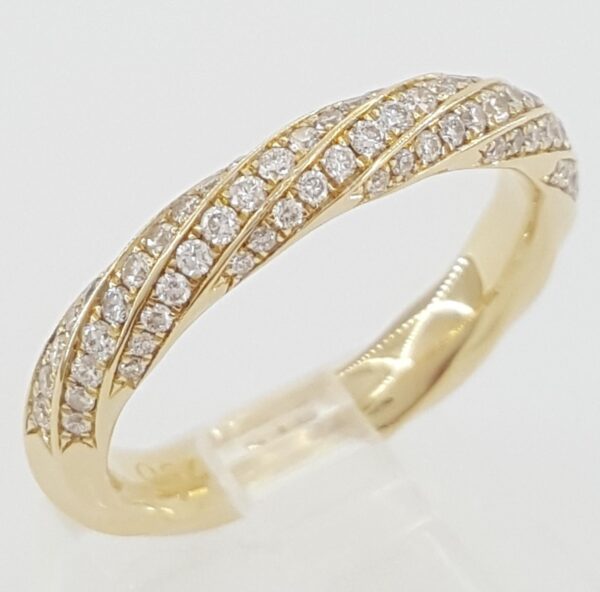 David Yurman Cable Edge Diamond Band Ring 18K Yellow Gold 4mm 0.4 ct Rtl $3,200