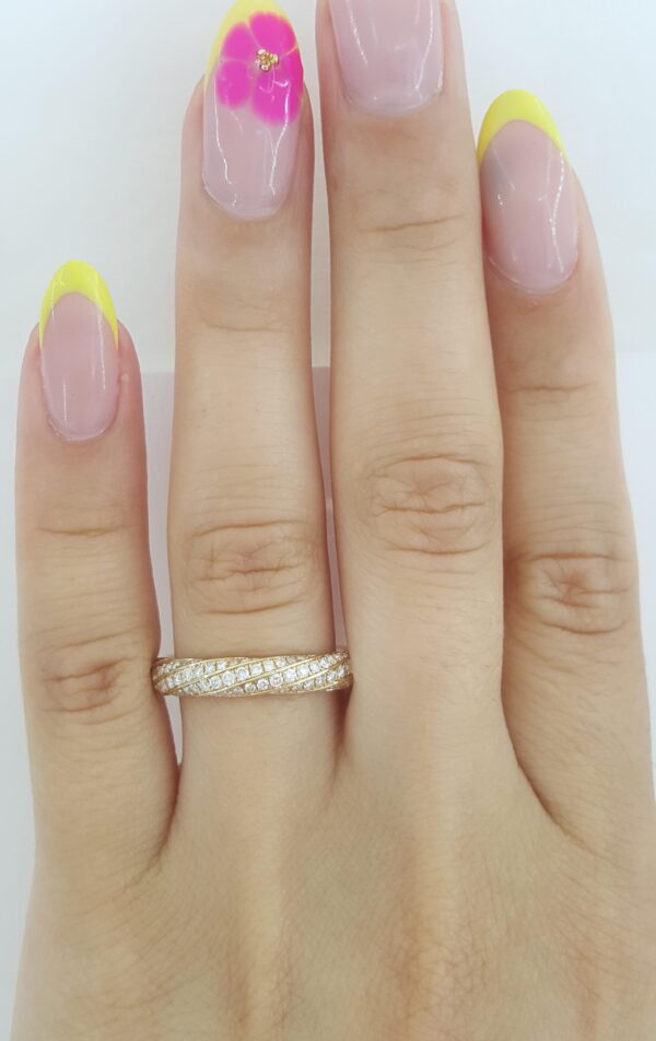 David Yurman Cable Edge Diamond Band Ring 18K Yellow Gold 4mm 0.4 ct Rtl $3,200
