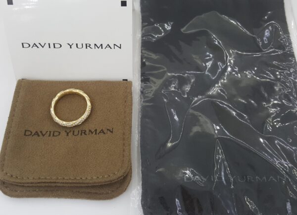 David Yurman Cable Edge Diamond Band Ring 18K Yellow Gold 4mm 0.4 ct Rtl $3,200