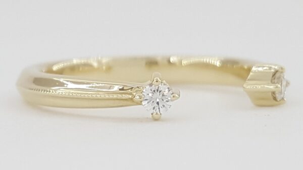 Noam Carver Split Round Diamond Yellow Gold Wedding Band Ring 14k 2.3 mm 0.06ct