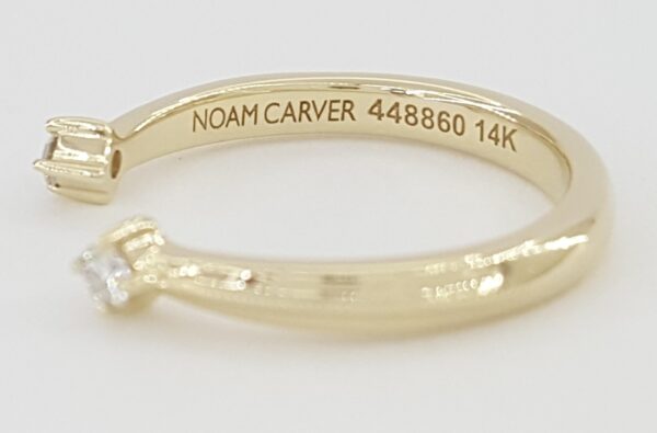 Noam Carver Split Round Diamond Yellow Gold Wedding Band Ring 14k 2.3 mm 0.06ct