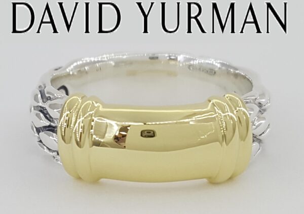 David Yurman Cable Band Ring 18K Yellow Gold & Sterling Silver 8 mm