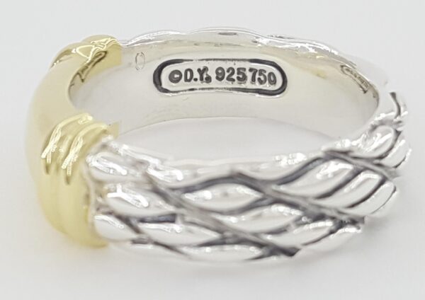 David Yurman Cable Band Ring 18K Yellow Gold & Sterling Silver 8 mm