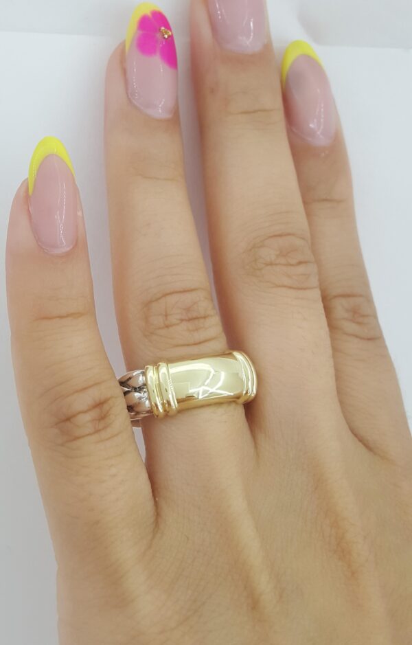 David Yurman Cable Band Ring 18K Yellow Gold & Sterling Silver 8 mm