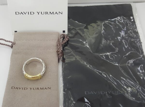 David Yurman Cable Band Ring 18K Yellow Gold & Sterling Silver 8 mm