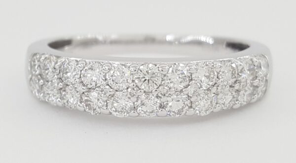 Diamond 2-Row Pave Band Ring 1 ct 14K White Gold Retail $2495
