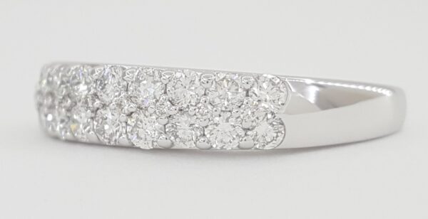 Diamond 2-Row Pave Band Ring 1 ct 14K White Gold Retail $2495
