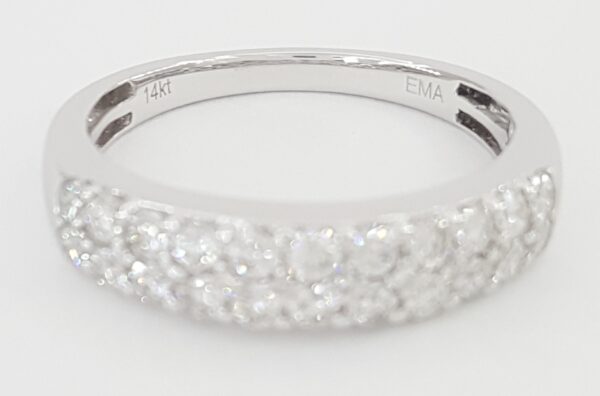 Diamond 2-Row Pave Band Ring 1 ct 14K White Gold Retail $2495