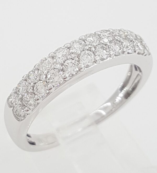 Diamond 2-Row Pave Band Ring 1 ct 14K White Gold Retail $2495