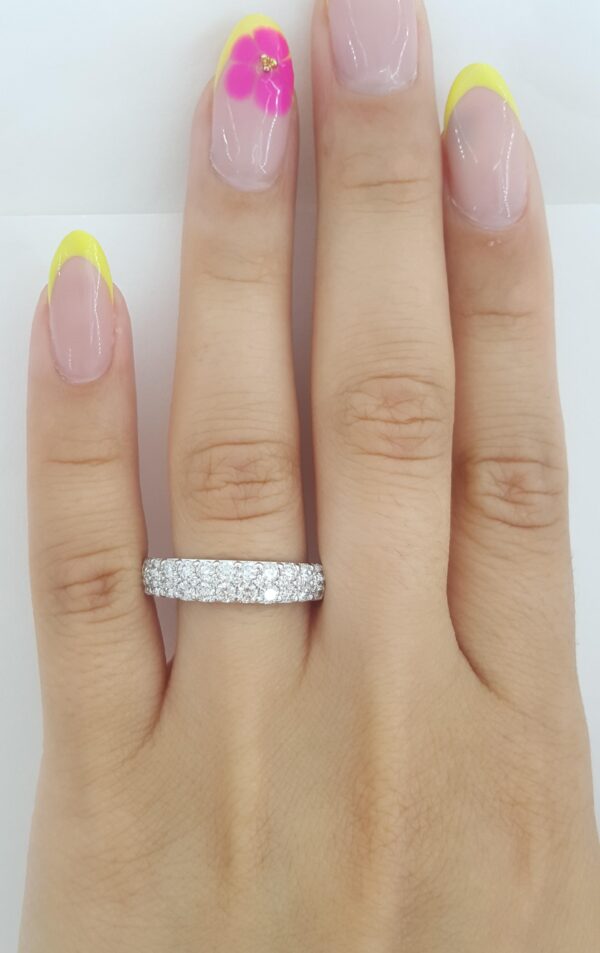 Diamond 2-Row Pave Band Ring 1 ct 14K White Gold Retail $2495
