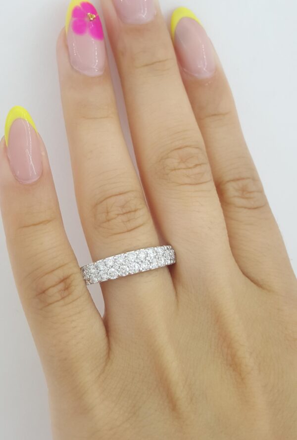 Diamond 2-Row Pave Band Ring 1 ct 14K White Gold Retail $2495