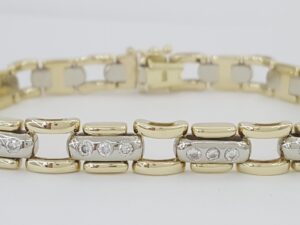 Diamond 14k 2-Tone Yellow White Gold Tennis Bracelet 1.25ct 20 Grams Italy