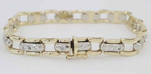 Diamond 14k 2-Tone Yellow White Gold Tennis Bracelet 1.25ct 20 Grams Italy