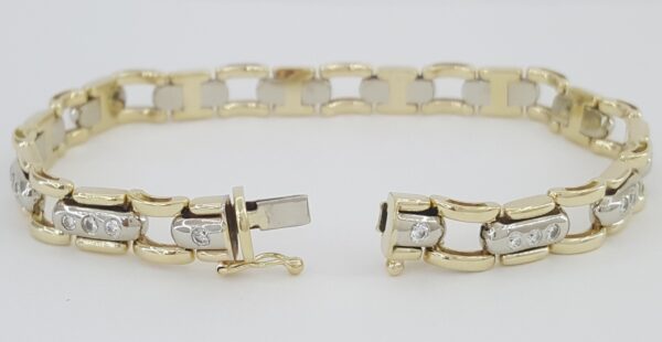Diamond 14k 2-Tone Yellow White Gold Tennis Bracelet 1.25ct 20 Grams Italy