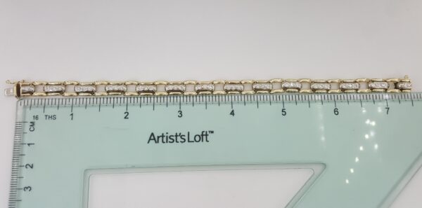 Diamond 14k 2-Tone Yellow White Gold Tennis Bracelet 1.25ct 20 Grams Italy