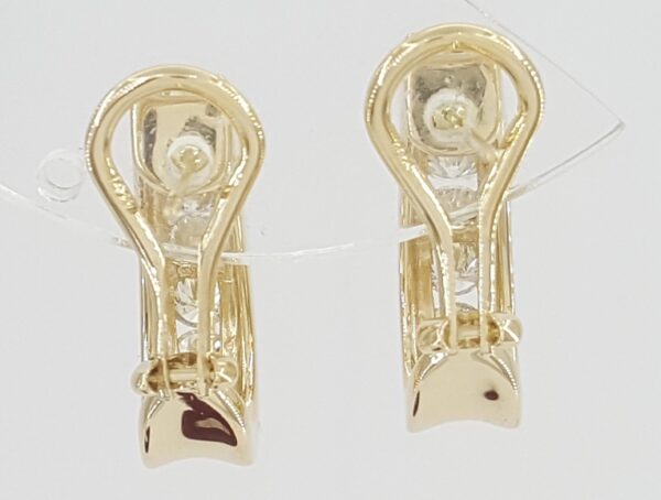 Round Diamond J Hoop Omega Earrings 1.7 ct 14K Yellow Gold 8 Grams