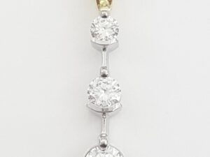 Past Present Future 3-Stone Diamond Pendant 0.9 ct 14k 2-Tone Gold 1" 1.9 grams