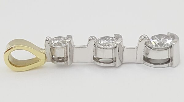 Past Present Future 3-Stone Diamond Pendant 0.9 ct 14k 2-Tone Gold 1" 1.9 grams