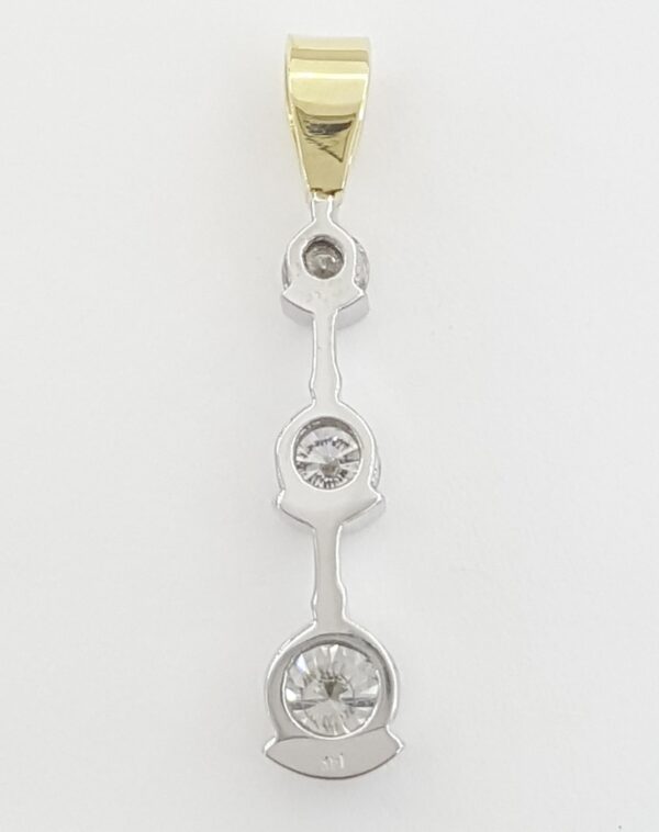 Past Present Future 3-Stone Diamond Pendant 0.9 ct 14k 2-Tone Gold 1" 1.9 grams