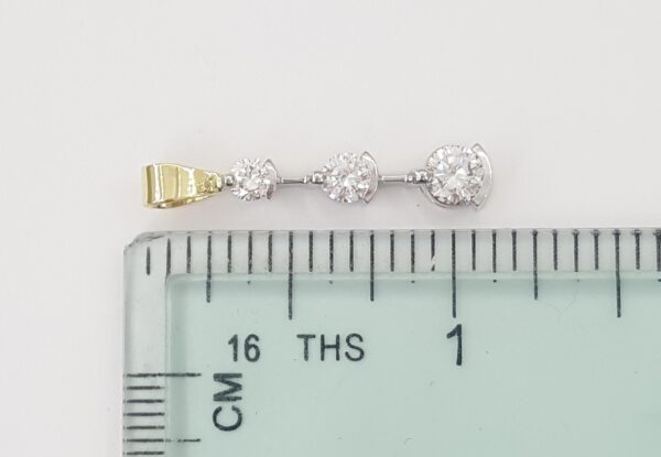 Past Present Future 3-Stone Diamond Pendant 0.9 ct 14k 2-Tone Gold 1" 1.9 grams