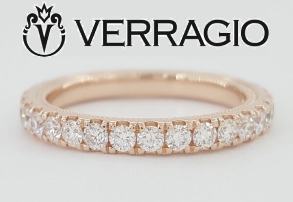 Verragio Round Diamond Wedding Band Ring 0.65 ct 14k Rose Gold 2.7 mm Rtl $3,650