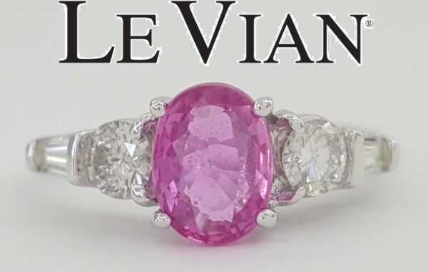 LeVian Oval Pink Sapphire & Diamond Ring 2.16 ct 18K Gold