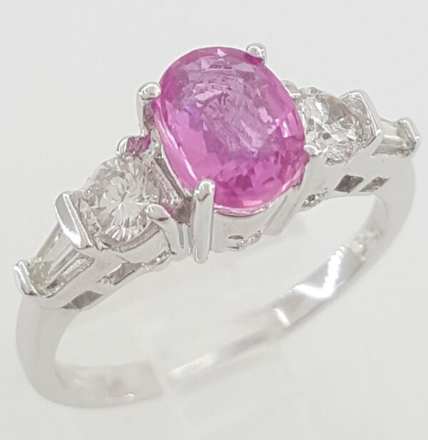 LeVian Oval Pink Sapphire & Diamond Ring 2.16 ct 18K Gold