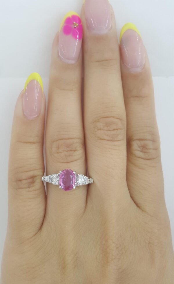 LeVian Oval Pink Sapphire & Diamond Ring 2.16 ct 18K Gold