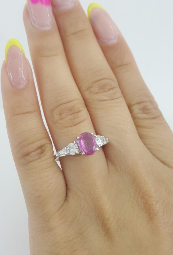 LeVian Oval Pink Sapphire & Diamond Ring 2.16 ct 18K Gold