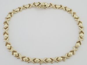 Lightweight "X" Link Bracelet Italy 7.4" 5 mm 7.5 grams 14K Yellow Gold