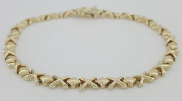 Lightweight "X" Link Bracelet Italy 7.4" 5 mm 7.5 grams 14K Yellow Gold