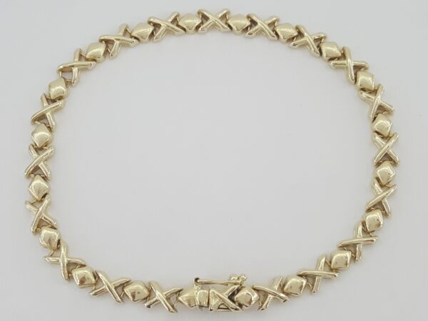 Lightweight "X" Link Bracelet Italy 7.4" 5 mm 7.5 grams 14K Yellow Gold