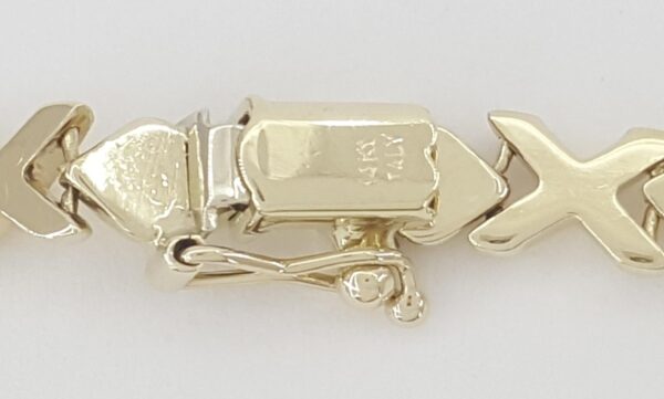 Lightweight "X" Link Bracelet Italy 7.4" 5 mm 7.5 grams 14K Yellow Gold