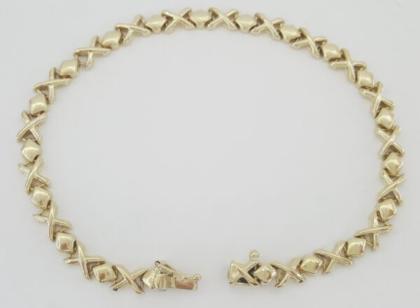 Lightweight "X" Link Bracelet Italy 7.4" 5 mm 7.5 grams 14K Yellow Gold