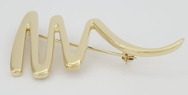 Tiffany & Co Paloma Picasso 18K Yellow Gold Zig-Zag Squiggle Pin Brooch 1.77"