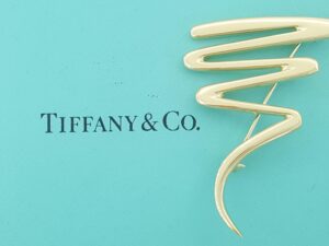 Tiffany & Co Paloma Picasso 18K Yellow Gold Zig-Zag Squiggle Pin Brooch 1.77"