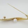 Vintage Mikimoto 18k Yellow Gold Leaf Akoya Pearl Pin Brooch 9.8 Grams
