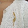 Vintage Mikimoto 18k Yellow Gold Leaf Akoya Pearl Pin Brooch 9.8 Grams