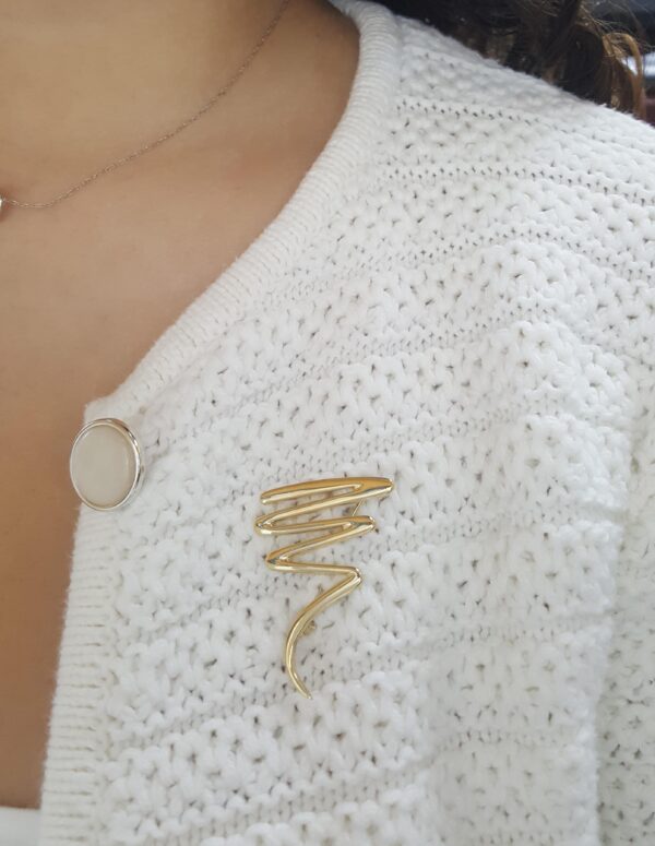 Tiffany & Co Paloma Picasso 18K Yellow Gold Zig-Zag Squiggle Pin Brooch 1.77"