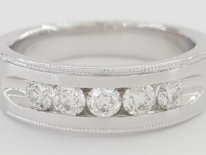 Round Diamond Channel Set 14k White Gold Men's Wedding Band 1 ct Retail $3,995