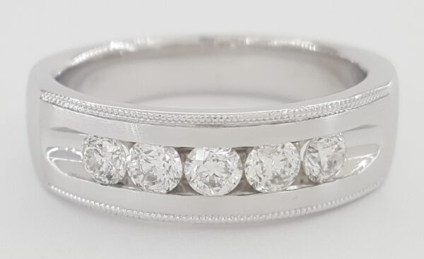 Round Diamond Channel Set 14k White Gold Men's Wedding Band 1 ct Retail $3,995
