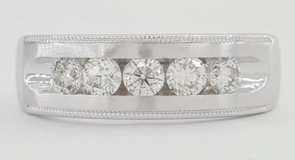 Round Diamond Channel Set 14k White Gold Men's Wedding Band 1 ct Retail $3,995