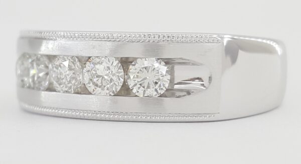 Round Diamond Channel Set 14k White Gold Men's Wedding Band 1 ct Retail $3,995