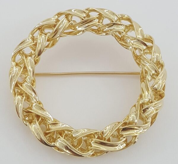 Tiffany & Co Vintage Circle Brooch Pin 14K Yellow Gold 12.8g 1.53" 1970's
